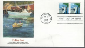 US 2529A  FDC  FISHING BOAT,  ONE ROPE  , FLEETWOOD CACHETS 1991