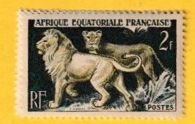 FRENCH EQUATORIAL AFRICA SCOTT#196 1957 2f LIONS - MNH