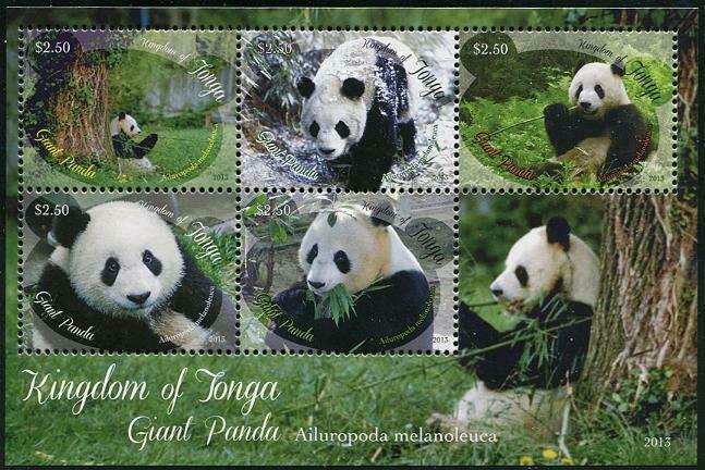 HERRICKSTAMP TONGA Sc.# 1225 Giant Panda S/S