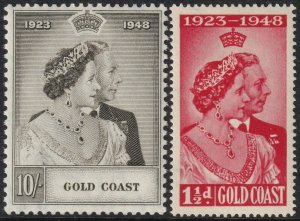 Sc# 142 / 143 1948 Gold Coast QE complete set MLH Silver Wedding CV $35.25