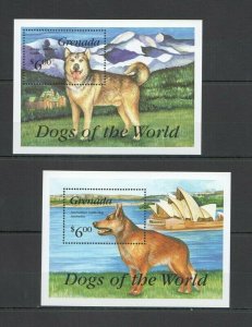 A0521 Grenada Fauna Pets Domestic Animals Dogs Of The World 2Bl Mnh