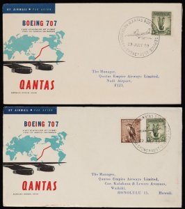 AUSTRALIA 1959 Sydney-San Francisco First Flight Covers +intermediates. (10)