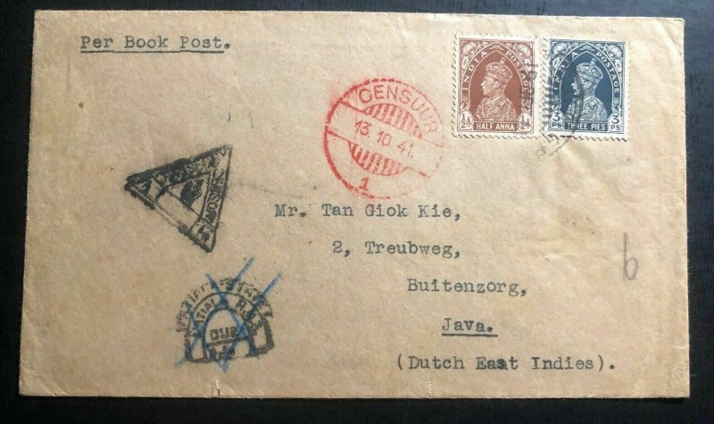 1940 Patiala India Censored Cover To Buitenzorg Netherlands Indies