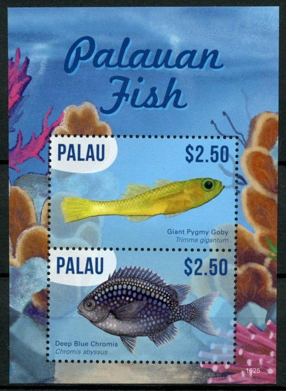 Palau Fishes Stamps 2016 MNH Endemic Fish of Palau Goby Chromis Marine 2v S/S 