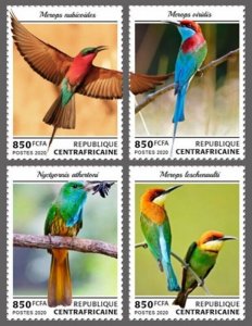 Central Africa - 2020 Bee-eater Birds - 4 Stamp Set - CA200114c