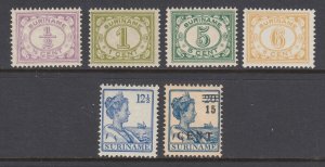 Surinam Sc 74, 75, 83, 85, 93, 119 MNH. 1913-25 issues, 6 different, fresh, F-VF