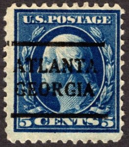 1917, US 5c, Washington, Atlanta precancel, Used, Sc 504