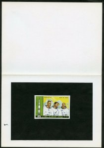 AJMAN APOLLO 10 CERNAN YOUNG STAFFORD PROOF IMPERF STAMP IN KULTURA  FOLDER MINT