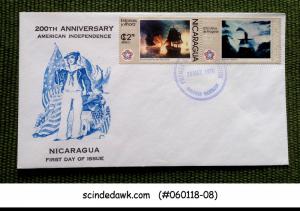 NICARAGUA - 1976 200th ANNIVERSARY OF AMERICAN INDEPENDENCE - 2V - FDC