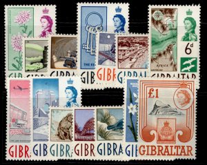 GIBRALTAR QEII SG160-173, complete set, LH MINT. Cat £80.