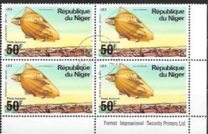 Niger  used Zeppelin Corner Block 50F  #C274