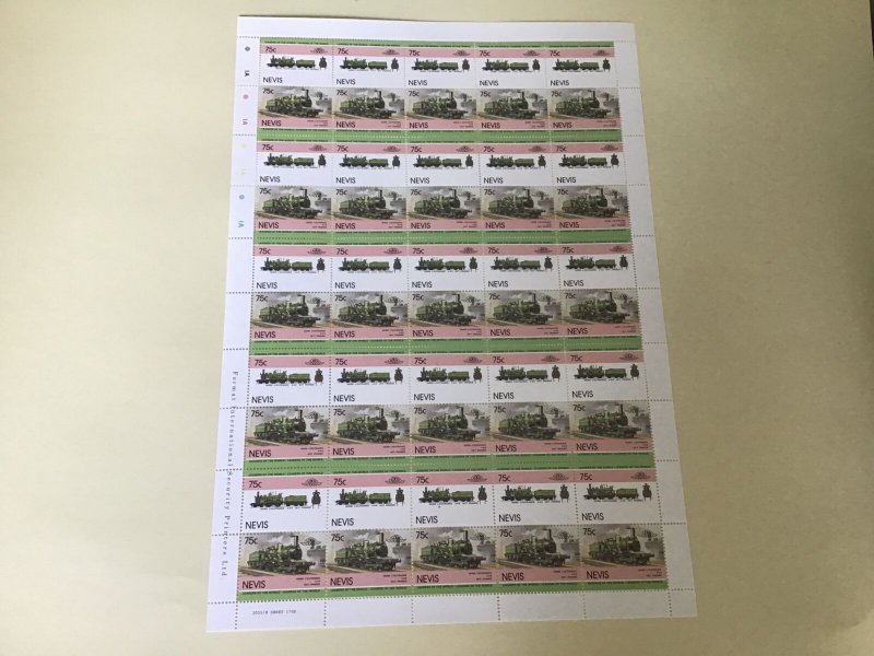 Nevis Nord L’Outrance  Railway Locomotive Train MNH full  stamps sheet 49527