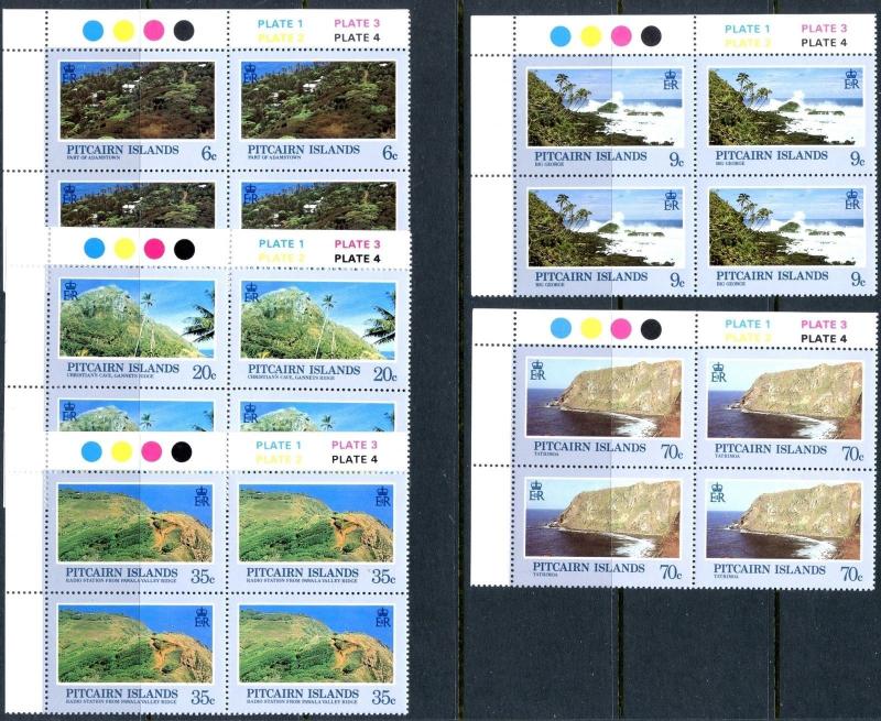 PITCAIRN IS. Sc#194-205 1980-81 Three Complete Sets in Blocks of 4 Mint OG NH