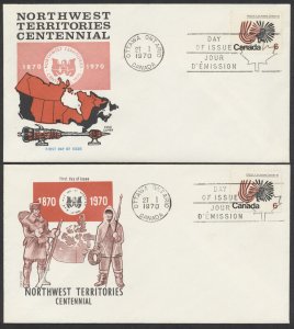 1970 #506 Pair of NWT Centennial FDCs Different Cole Cachets Ottawa