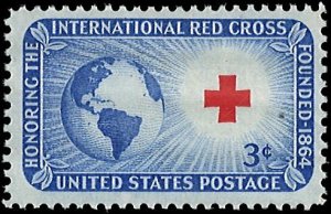 U.S. Scott # 1016  1952 3c ultra & scar  Red Cross & Globe  mint-nh- vf