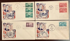 930-933 4  Fleetwood /Knapp cachets FDR FDCs 1945