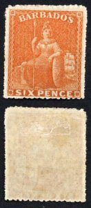 Barbados SG30 6d Orange-red Fresh M/M Cat 180 pounds