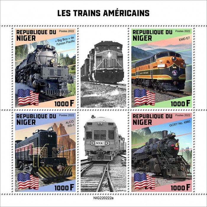 Stamps of NIGER 2022 ( Pre order) - AMERICAN TRAINS