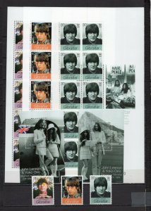 GIBRALTAR 1999 MUSIC/JOHN LENNON SET OF 3 STAMPS, 3 SHEETS & 2 S/S MNH