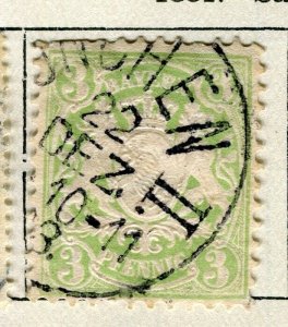 GERMANY; BAVARIA 1880s classic Perf fine used 3k. value Postmark