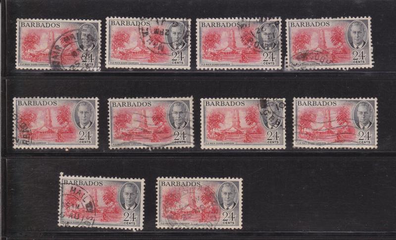 Barbados # 223, used lot of 10 stamps