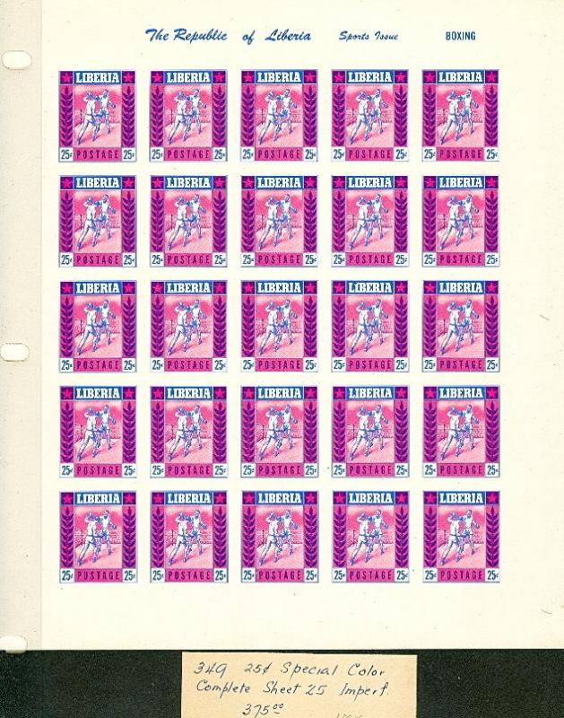 LIBERIA - #347-9, #C88-90var, 1955 Sports Set in Special Colors