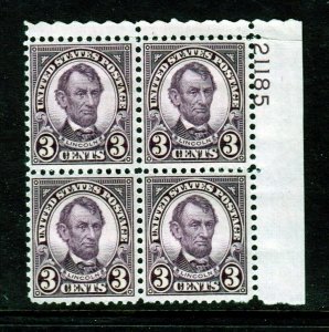 #635  3 cent  Plate Bock - NICE (Mint  Never Hinged) cv$35.00