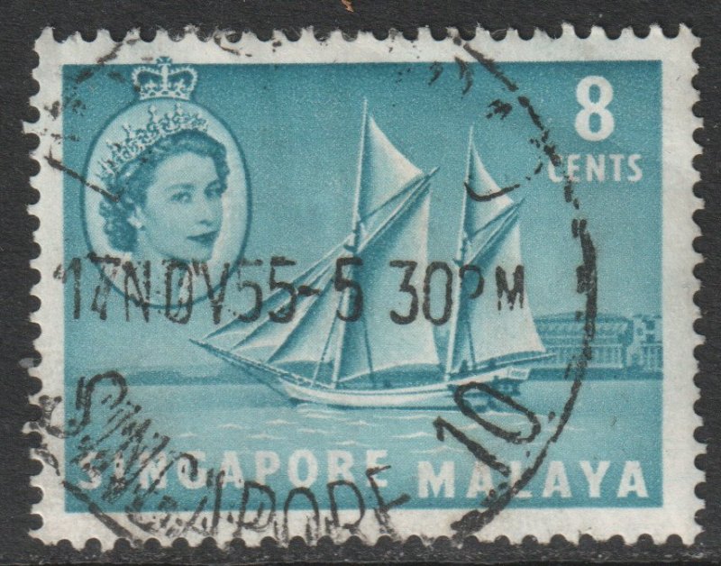 Malaya Singapore Scott 33 - SG43, 1955 Elizabeth II 8c used