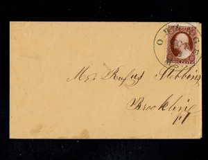 Scott #10 VF on cover. SCV - $280.00