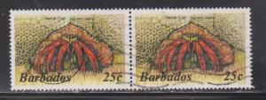 BARBADOS Scott # 646 Used Pair - Marine Life - Hermit Crab