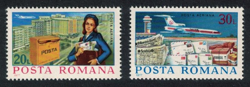 Romania Douglas DC-10 Aircraft Postwoman Postal Services 2v SG#4304-4305