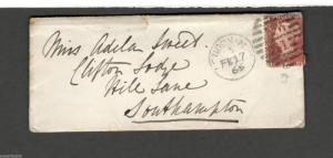 1865 Southampton cover Victorian one penny stamp