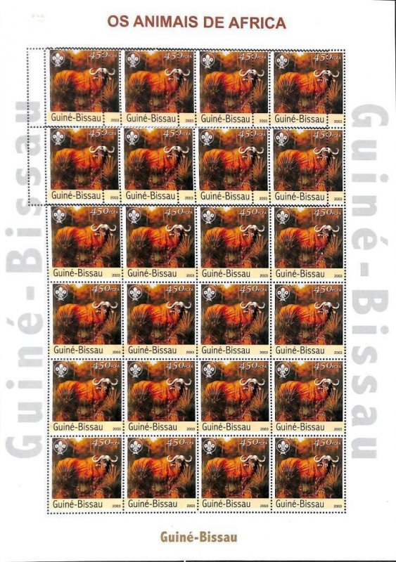 A7541 - GUINE BISSAU - MISPERF ERROR Stamp Sheet - 2003 - Animals, FAUNA-