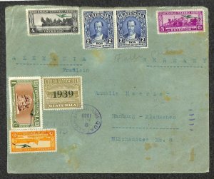 GUATEMALA #235 (x2) C34 C47 (x3) C49 C53 C67 & RA11 STAMPS GERMANY COVER 1939