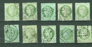 FRANCE 1872  CERES #53 LOT of (10) USED NO THINS...SHADES