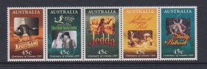 Australia #1441-1445a  MNH  1995  centenary of cinema.  strip of 5