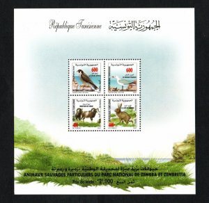 2002- Tunisia- MS- Fauna- Peregrine Falcon- Gull of audoin- Mouflon of Corsican 