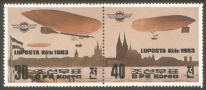 KOREA NORTH Sc# 2277a MNH FVF Pair Zeppelin