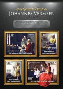 CENTRAFRICAINE 2013 SHEET VERMEER ART PAINTINGS