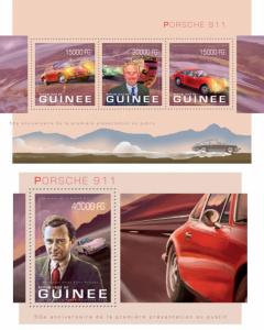  Porsche 911 Ferdinand Sport Cars Autos Transport Guinea-Bissau MNH stamp set