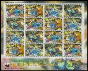 Micronesia WWF Mandarinfish Sheetlet of 4 sets 2009 MNH SC#848a-d MI#2052-2055