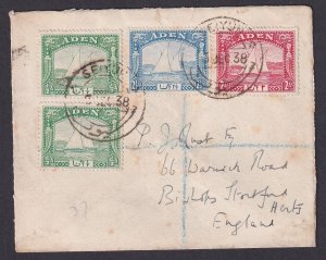 Aden (Sc 1, 4-5, SG 1, 4-5), SEIYUN 1938 cancels on registered cover, 3 recorded