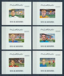 [110958] Ras al Khaima 1972 Sport football soccer Deluxe 6 numbered sheets MNH
