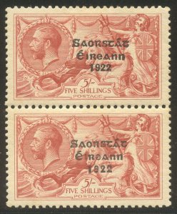 IRELAND #78a Mint PAIR - 1927 5sh Carmine, with Wide and Narrow Prints