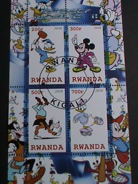 RWANDA STAMP-2010- DISNEY-CARTOON- OLYMPIC GAMES CTO S/S -VF SCOTT NOT LISTED