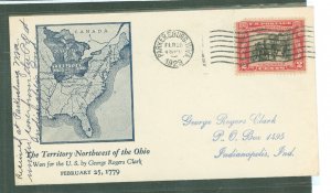 US 651 1929 2c George Rogers Clark/Battle of Vincennes on an addressed FDC with a Floyd Shockley cachet and an unofficial Parker