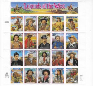 US #2869  29c   Legends of the West Sheet of 20 (MNH) CV$15.00