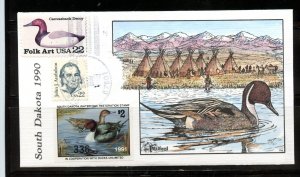 U  #SO10 (U845) Milford Hand Painted South Dakota 1990 Hunting Permit Stamp