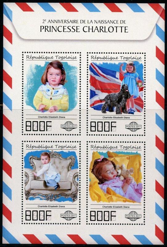 TOGO 2017 SECOND BIRTH ANNIVERSARY  OF PRINCESS CHARLOTTE SHEET MINT NH