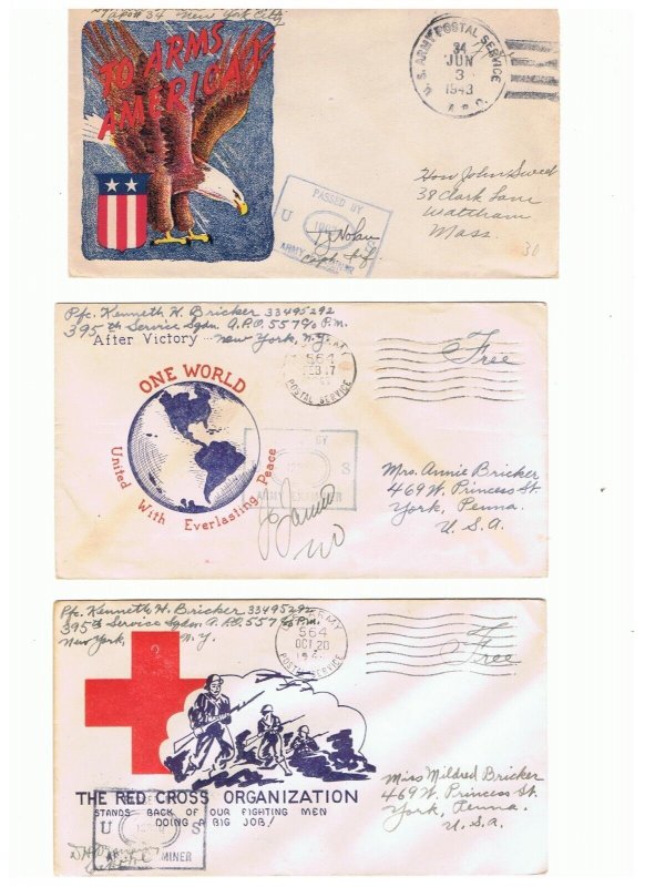 25 Used WWII  used patriotic covers  1942-1944